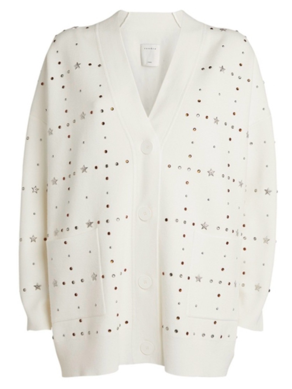 Sandro Stars Oversized Studded V-Neck Cardigan Size 1
